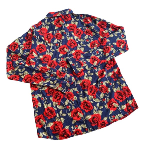 SSLR Men's Rose Print Button Up Shirt L - Picture 6 of 6